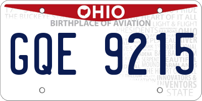OH license plate GQE9215