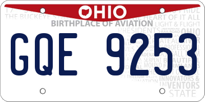 OH license plate GQE9253