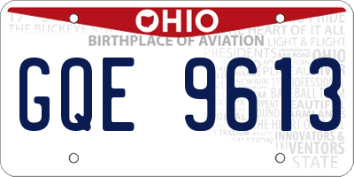 OH license plate GQE9613