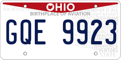 OH license plate GQE9923