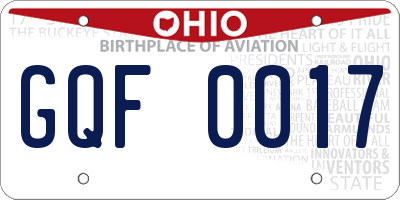 OH license plate GQF0017