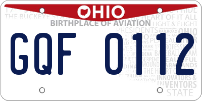 OH license plate GQF0112