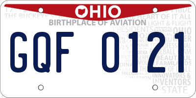 OH license plate GQF0121