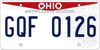 OH license plate GQF0126
