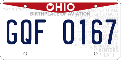 OH license plate GQF0167