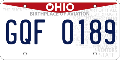 OH license plate GQF0189