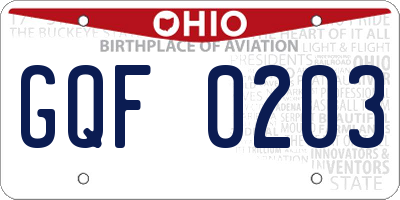 OH license plate GQF0203