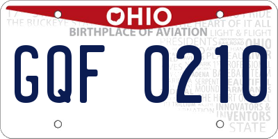 OH license plate GQF0210