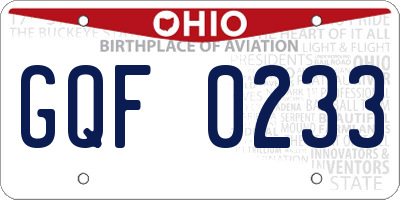 OH license plate GQF0233
