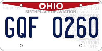 OH license plate GQF0260