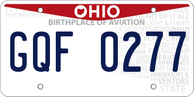OH license plate GQF0277