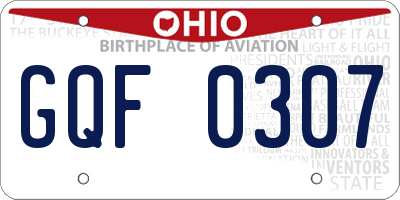 OH license plate GQF0307