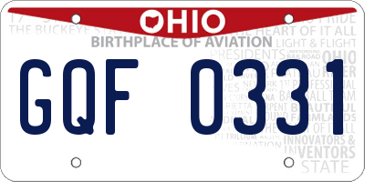 OH license plate GQF0331