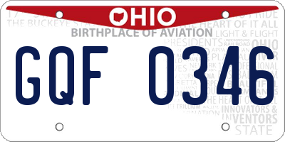 OH license plate GQF0346
