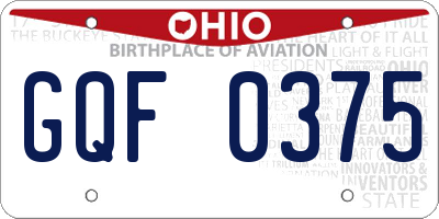 OH license plate GQF0375