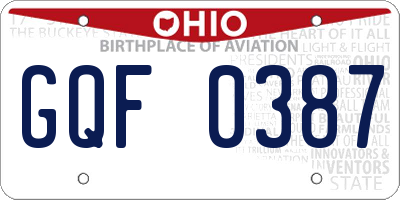 OH license plate GQF0387