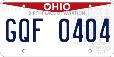 OH license plate GQF0404