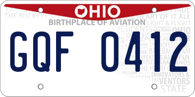 OH license plate GQF0412