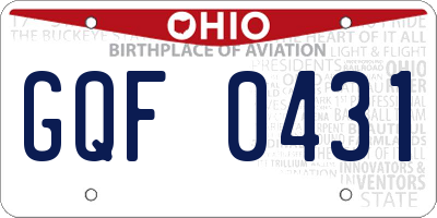 OH license plate GQF0431