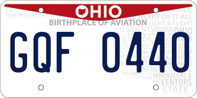 OH license plate GQF0440