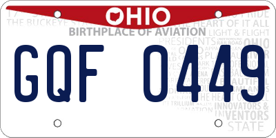 OH license plate GQF0449