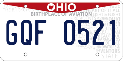 OH license plate GQF0521