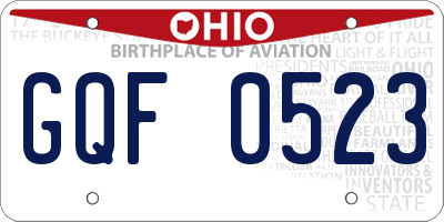 OH license plate GQF0523