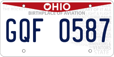 OH license plate GQF0587
