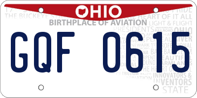 OH license plate GQF0615
