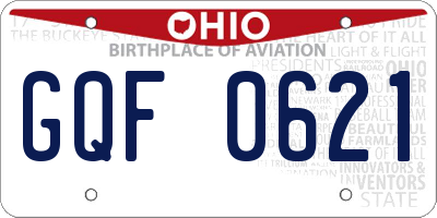 OH license plate GQF0621