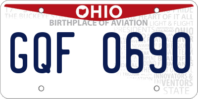 OH license plate GQF0690