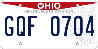 OH license plate GQF0704