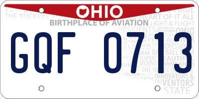 OH license plate GQF0713
