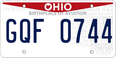 OH license plate GQF0744