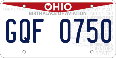 OH license plate GQF0750