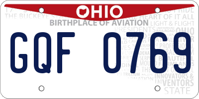 OH license plate GQF0769