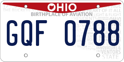 OH license plate GQF0788