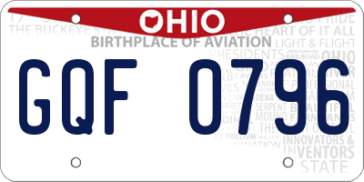 OH license plate GQF0796