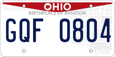 OH license plate GQF0804