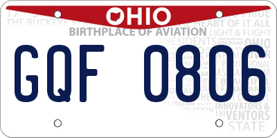 OH license plate GQF0806