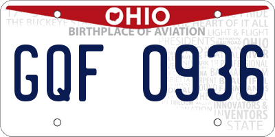 OH license plate GQF0936