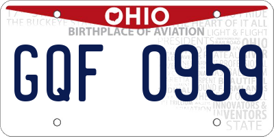 OH license plate GQF0959
