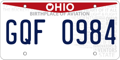 OH license plate GQF0984