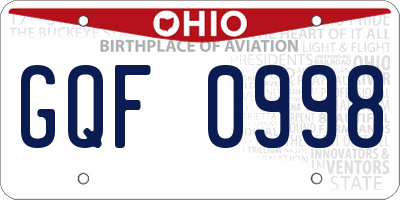 OH license plate GQF0998