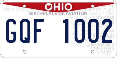 OH license plate GQF1002