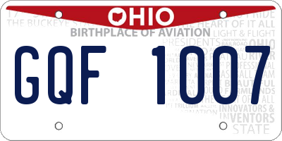OH license plate GQF1007