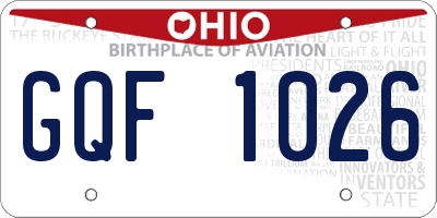 OH license plate GQF1026