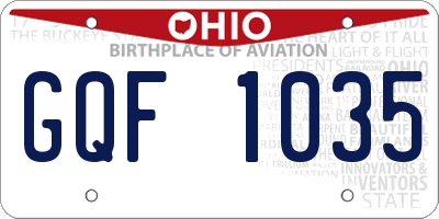 OH license plate GQF1035