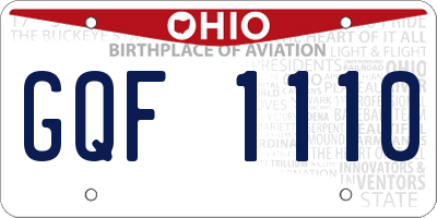 OH license plate GQF1110