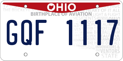 OH license plate GQF1117
